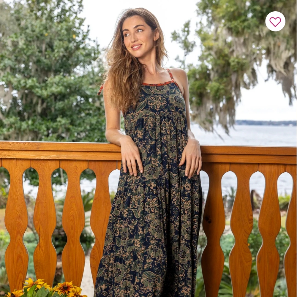 NATURAL LIFE - Maddie Maxi Dress - Navy Primrose - S